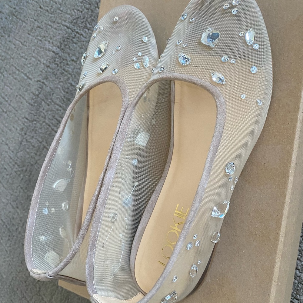 Crystal Embellished Mesh Flats